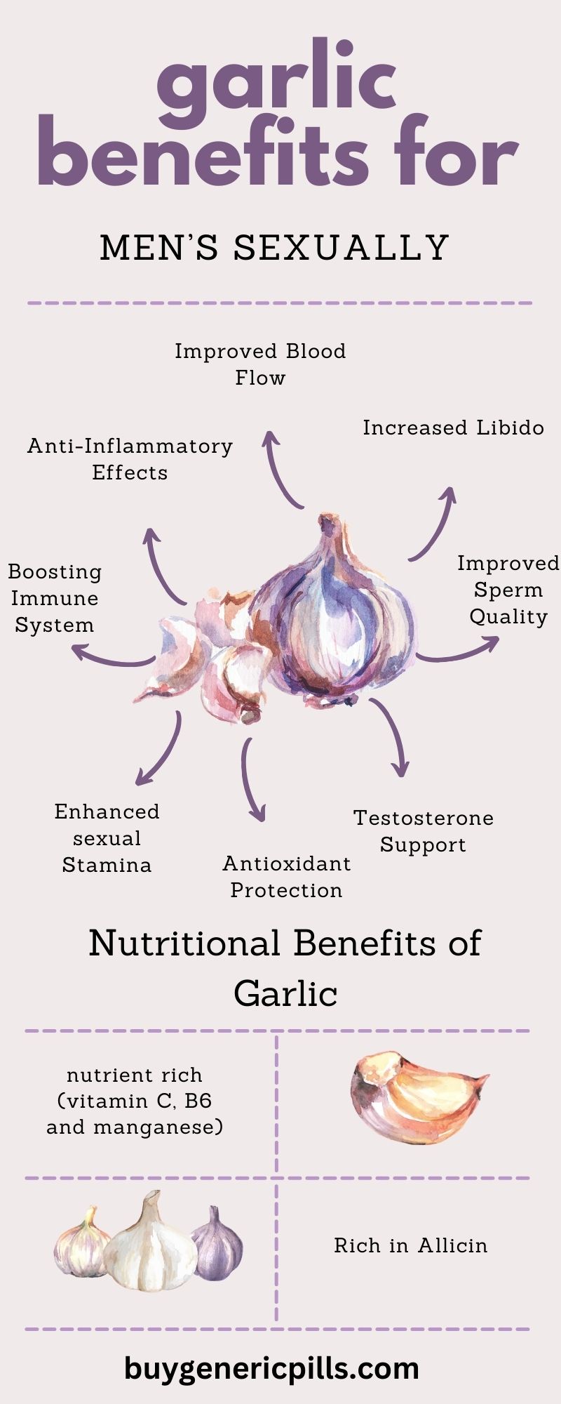 Purple Benefits of Garlic Food Health Infographic