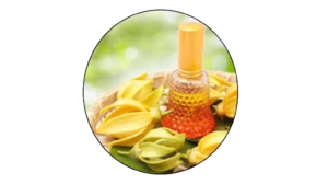 A bottle of perfume with yellow flowers, featuring Ylang Ylang Oil, creating a fragrant and vibrant scent.